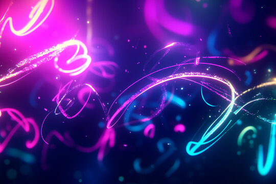 Luminous Neon Scribbles: Vibrant Artistic Expressions with Glowing Effects
