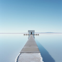 Obraz premium Infinite Reflections: Salt Flats Mirroring Station with Endless Horizon