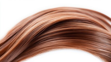 Fototapeta premium Brown hair strands elegantly arranged on a bright white background showcasing texture and color