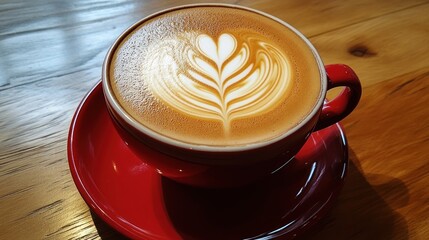 A cup of latte with latte art on top