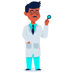 Cartoon Doctor Character Isolated on White Background. Flat Vector Illustration