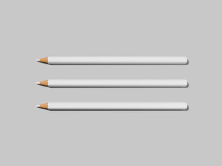 Realistic Three Blank Pencils Mockup 3D Isolated
