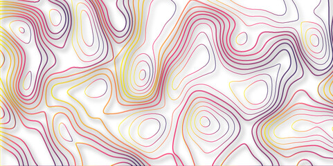 Topographic canyon geometric map relief texture with curved layers and shadow. abstract White background with a beautiful pattern, Topographic contour lines vector map seamless pattern vector.