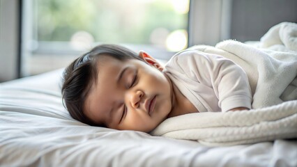 Indian Baby Sleeping Peacefully - Calm and serene portrait of an Indian baby sleeping.
