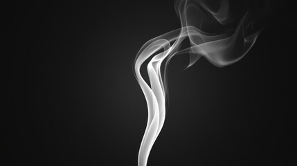 Obraz premium Black background with white smoke rising gently in the air, creating simple and elegant lines. Simple elements in black and white tones.