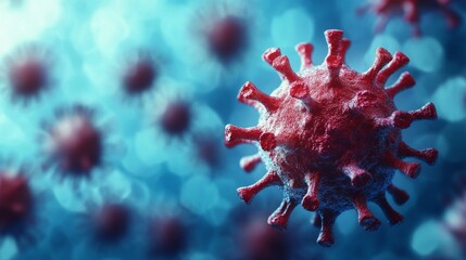 Close-up high-resolution macro image of Sars-Cov-2 virus cell, showing intricate details and realistic characteristics. This image is highly detailed and sharp, capturing the complexity of the virus c
