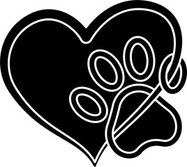 Heart with paw vector illustration