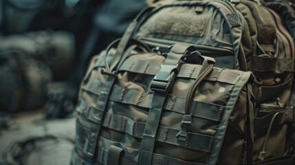 Close-up of a Military Backpack