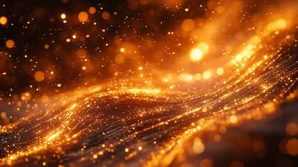 Obraz premium Golden Sparkles Abstract Background: A mesmerizing display of golden sparkles dance and shimmer on a black background, creating a captivating abstract design perfect for adding a touch of luxury and g