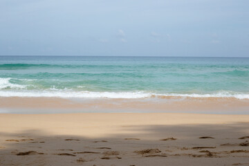 Beautiful horizon Landscape summer panorama front viewpoint tropical sea beach sand clean and blue sky background calm Nature ocean Beautiful wave water travel at Beach Thailand