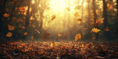 Enchanted vista of a colorful autumn forest where each leaf sways with the breeze, showcasing the wonder of nature’s annual metamorphosis.