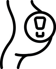 Black outline icon of a human body showing breast cancer warning sign