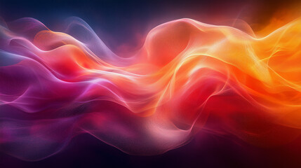 Cosmic Dance of Color: A vibrant abstract background with swirling waves of fiery orange and cool blue, blending seamlessly in a mesmerizing display of light and energy. 