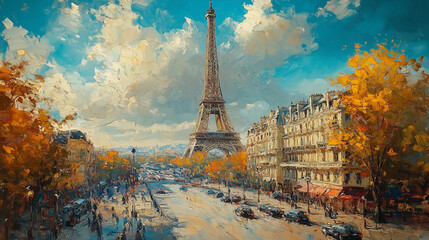 Paris in Autumn Hues: Eiffel Tower Majesty