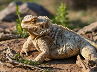 chubby iguana on a rock
