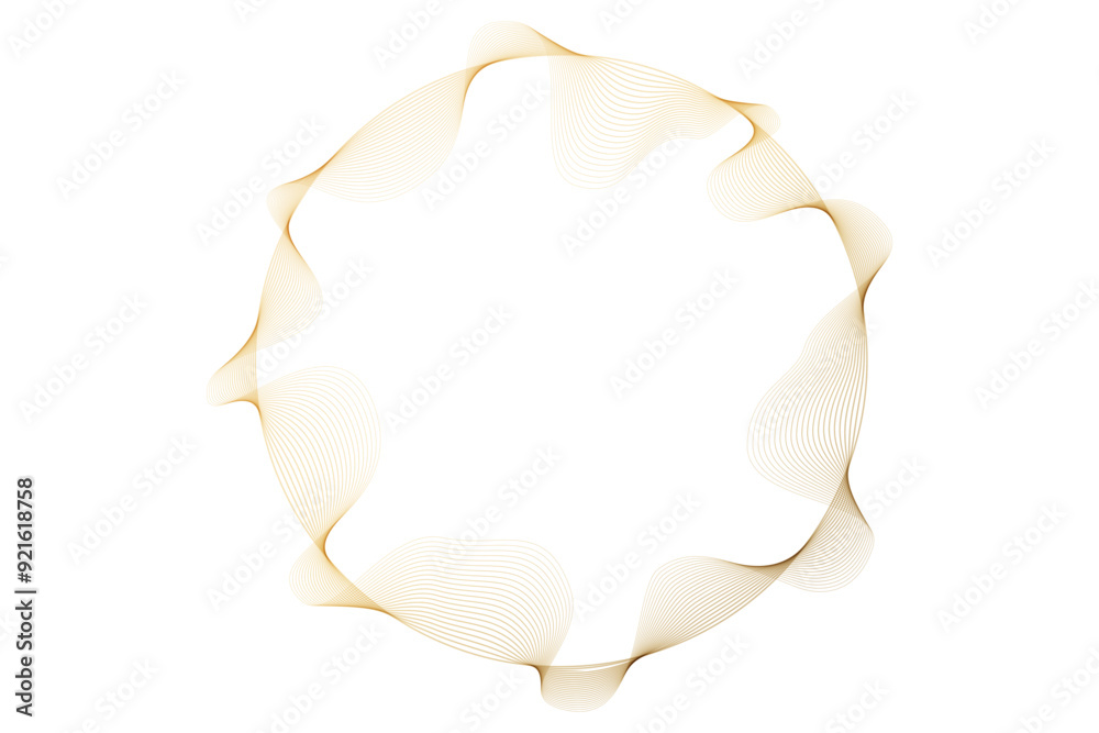 Poster Abstract circle round frame by lines wavy flowing gold gradient isolated on transparent background. Vector in concept luxury, modern, technology, science, music.