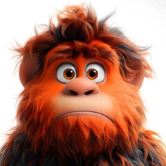 Obraz premium A Humorous Red Creature Covered In Fur. Illustration on the theme of cartoons, humor and characters. Generative AI 