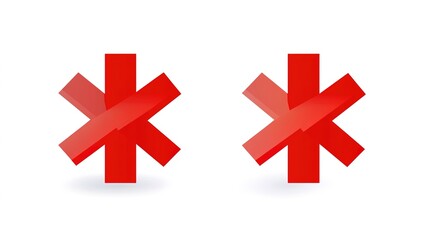 Obraz premium Vector Illustration of a Red Cross Mark Reflecting a Wrong or Prohibition Sign on White Background