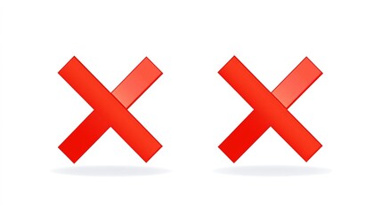 Vector Illustration of a Red Cross Mark Reflecting a Wrong or Prohibition Sign on White Background