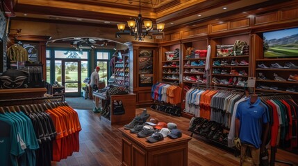 A shop selling golf equipment, clothing for sports and golf competitions.