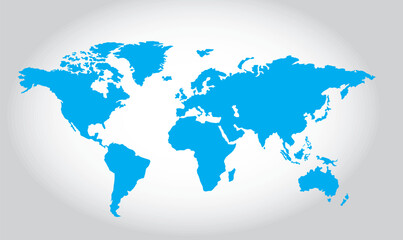 Fototapeta premium Vector World Map Silhouette on White Background