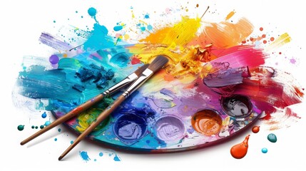 Obraz premium paint palette clip art , vibrant color clip art , paintbrush clip art , paint splash clip art