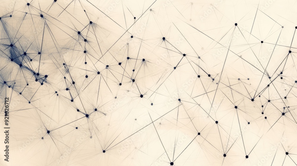 Fototapete simple geometric abstract line drawing of interconnected triangles, with a blank space for text on a