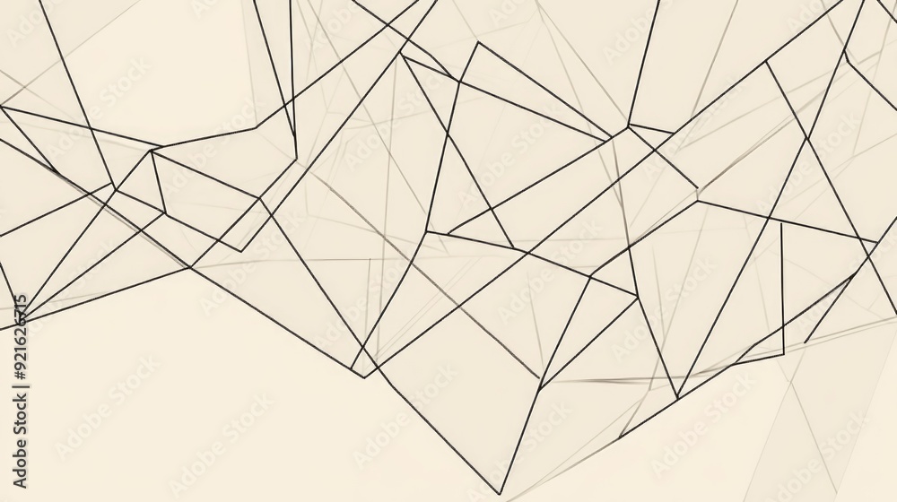 Fototapete simple geometric abstract line drawing of interconnected triangles, with a blank space for text on a