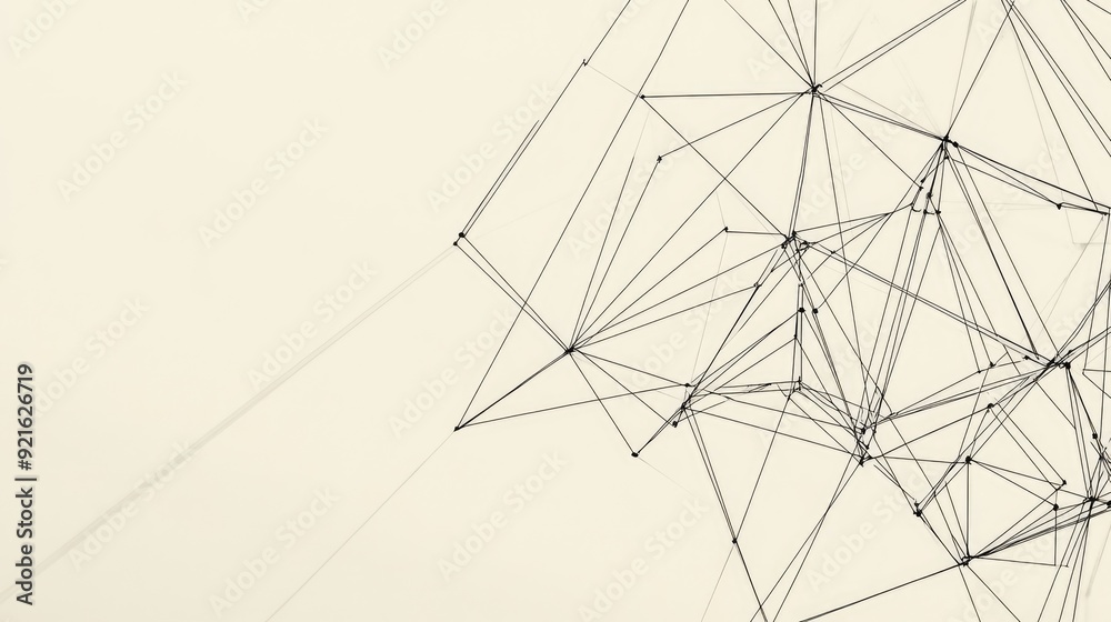 Fototapete simple geometric abstract line drawing of interconnected triangles, with a blank space for text on a