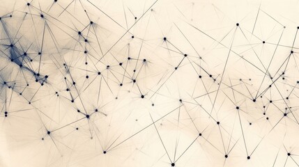 Fototapeta premium Simple geometric abstract line drawing of interconnected triangles, with a blank space for text on a subtle background