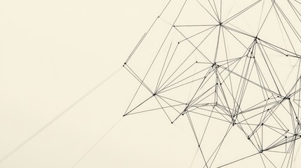 Obraz premium Simple geometric abstract line drawing of interconnected triangles, with a blank space for text on a subtle background