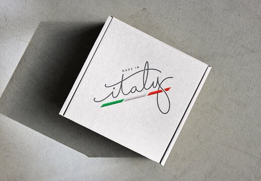 Customizable Mockup of a Closed Cardboard Box. Color and Logo.