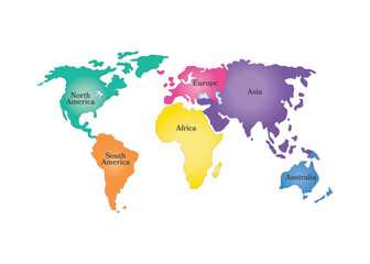 Vector World Map Silhouette on White Background