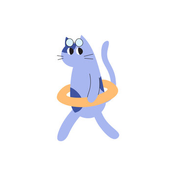 Travelling Cat Character Cat Use Swim Belt