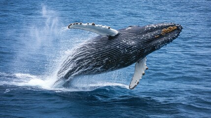 Fototapeta premium Humpback Whale Leaping From the Ocean