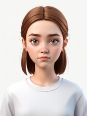 Fototapeta premium cartoon portrait of a teenage woman frowning isolated background