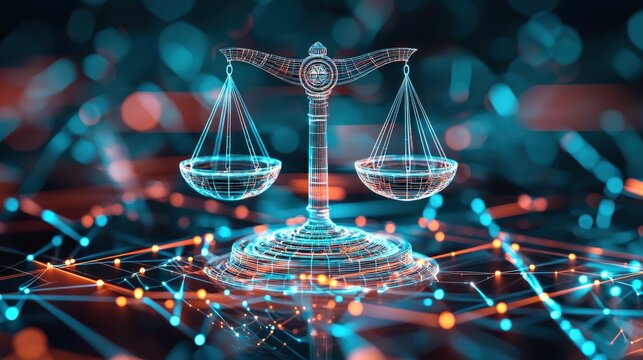 An electronic version of the ICJ emblem combined with images of symbols for justice and peace