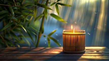 Bamboo Candle in a Serene Atmosphere