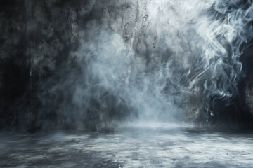 Naklejka premium Photography Studio with Smoke Effect – A Moody, Atmospheric Setup for Professional Photo Shoots and Dramatic Lighting