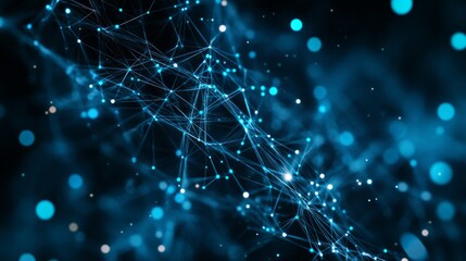 Abstract Blue Network with Glowing Points