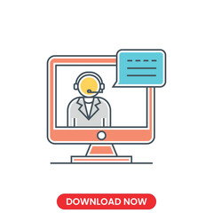 Online consulting concept outline icon. Simple element illustration. businessfinance concept outline symbol design. Can be used for web and mobile UIUX. Modern vector style