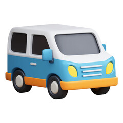 Naklejka premium cute 3d blue and yellow van isolated