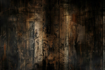 Fototapeta premium Rustic Grunge Wooden Wall – Aged Wood Texture for Dark, Moody Designs, Distressed Backgrounds, and Vintage Decor Copyspace