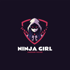 Vector Logo Illustration Ninja Girl E- Sport and Sport Style. © Artnivora
