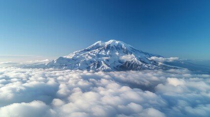 Snow-Capped Mountain Peak Above the Clouds