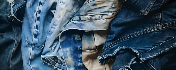 Close-up of Worn and Ripped Denim Fabric