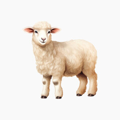 Fototapeta premium Fluffy sheep standing alone illustration