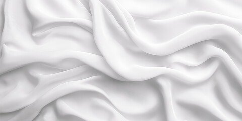 Abstract white and gray color background with satin, fabric, cloth texture, wave line pattern, 3D illustration.	