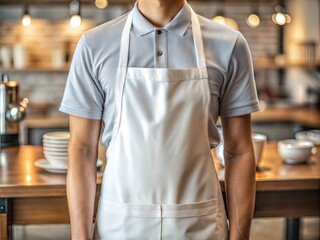 Blank mock up apron cream color coffee shop barista props café indoor lighting