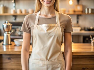 Blank mock up apron cream color coffee shop barista props café indoor lighting